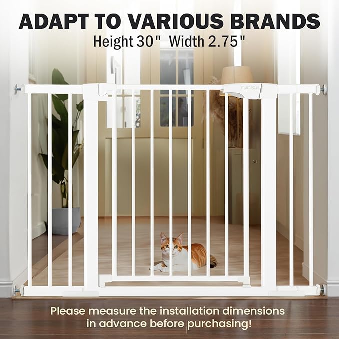 Mumeasy Baby Gate Extentions White - 30" Tall Extra Wide Dog Gate Extender, 2.75" Width Pet Door Accessories for Doorway & Stairs, Pressure Mounted Indoor Satefy Gates No Drilling