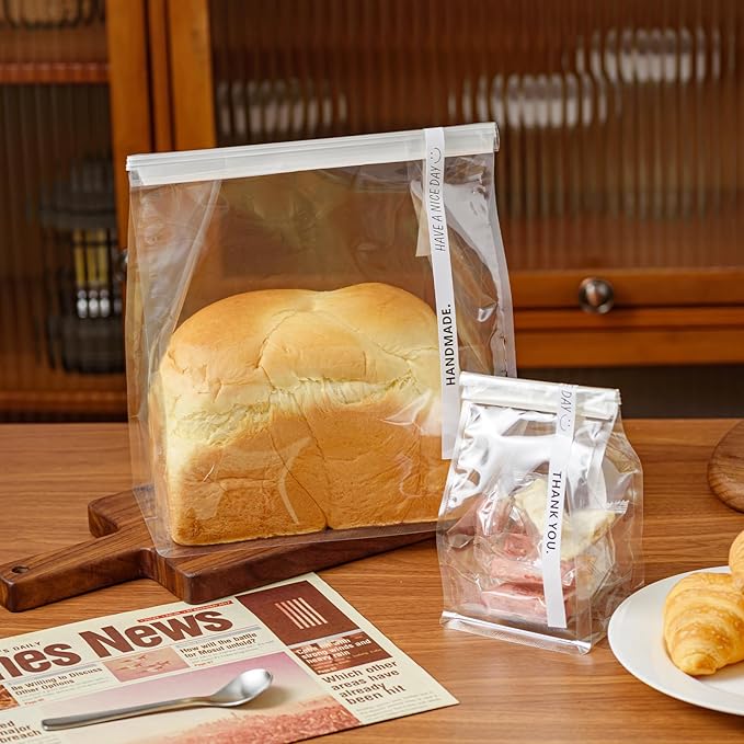 50 Pcs 3.7 Inch Snack Bags with Tin Tie, Mini Size Clear Plastic Bags, Storage Candy Packing Bag for Snack shop, Homemade Cookie
