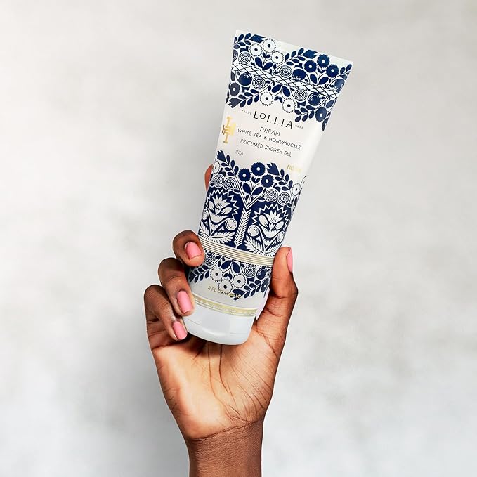 LOLLIA Dream Shower Gel, 8 fl. oz. – White Tea & Honeysuckle – Scented, Shea Butter, Bath Wash for Women, Beautiful Shower Gel, Moisturizing Body Wash