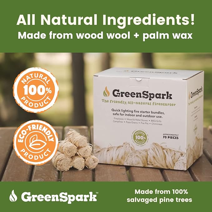 Natural Fire Starters for Grill, Smoker, Pizza Oven,BBQ,Fireplace, Wooden & Pellet Stove, Fire Pit, Long Burn, Waterproof,All Weather, Safe for Indoor/Outdoor Use (140 Pcs)