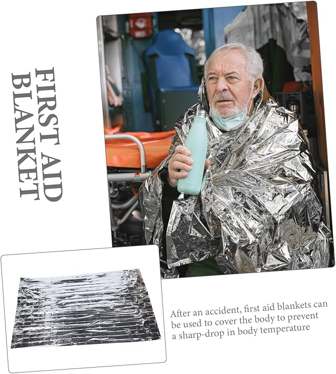 Mikinona 10Pcs Emergency Blanket Windproof Thermal Insulation Outdoor Warming Blanket for Camping Hiking and First Aid