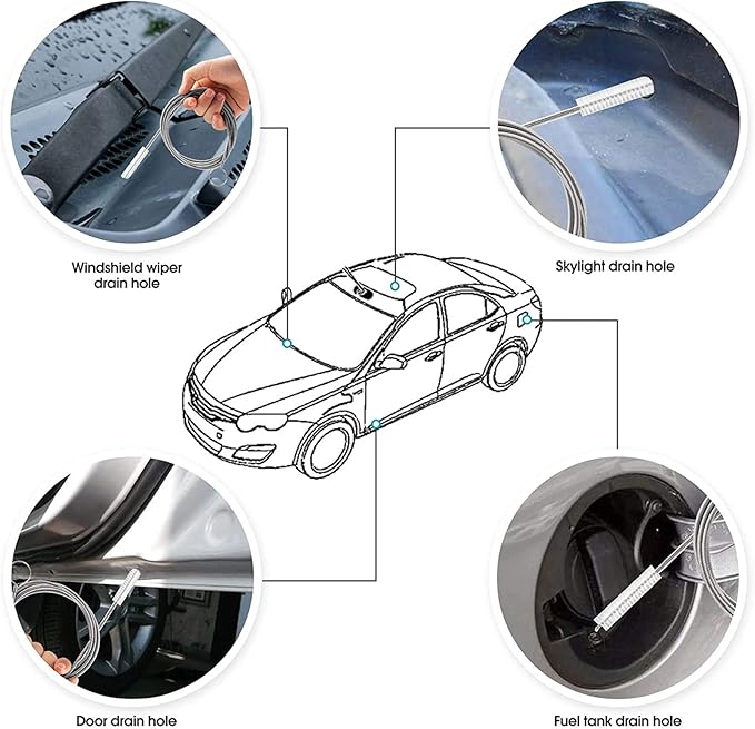 Long Wire Brush sunroof Drain Cleaning Tool for car and Fridge 60-inch X 2/5 inch