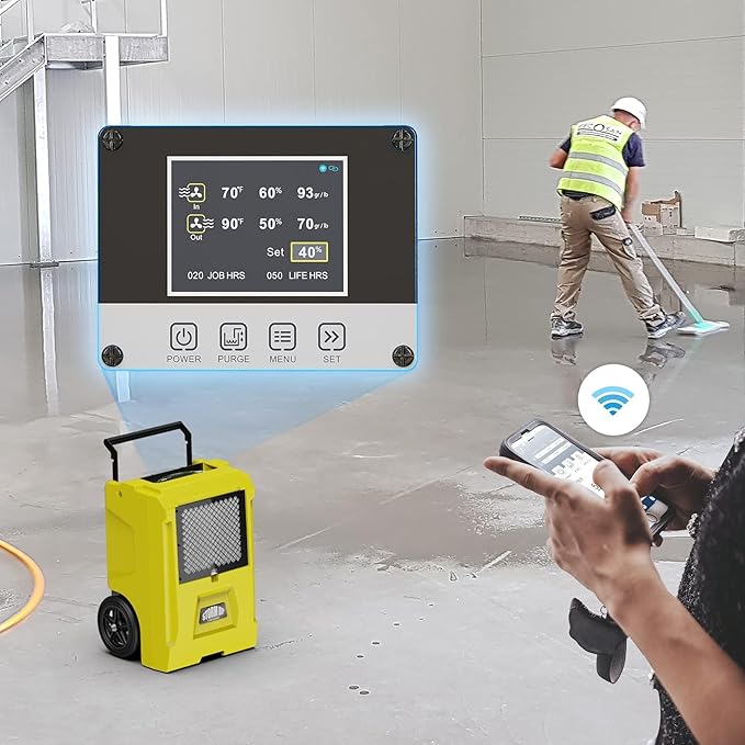 ALORAIR 110 PPD Commercial Dehumidifier APP Control Basement Dehumidifier Up to 1,300 Sq.Ft Dehu with Drain Hose for Garage, Basements, Flood Repair, Industrial Use