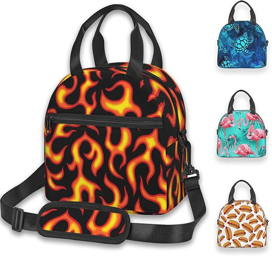 Reusable Insulated Lunch Bag with Adjustable Strap for Kids 3+ Toddler, Girl, Boy Women Men Leakproof Portable Cooler Tote Cute Quilted Bags for Work Travel Picnic