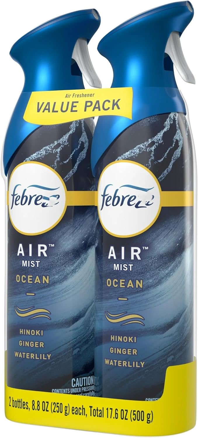 Febreze Air Freshener Spray, Odor-Fighting Room Spray, Ocean, 8.8oz, 2 Count