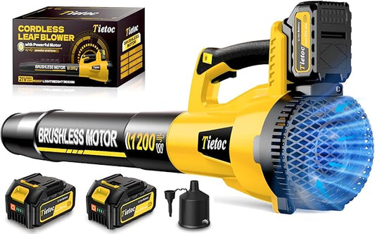 Tietoc Leaf Blower Cordless, 1200W Brushless Electric Leaf Blower with 2 X 5.0Ah Battery, Gift for Men Dad Husband Gardener, Cool Gadgets for Men 2025, Mens Gifts for Birthday Present for Adults Dad