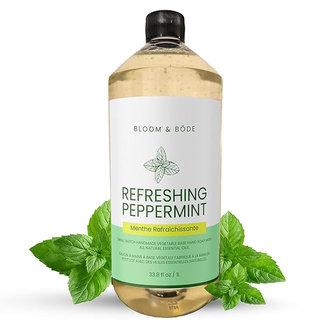 Luxury Liquid Hand Soap - Natural Scented Hand Wash - Gentle Hand Soap with Essential Oils & Aloe Vera - Moisturizing Handwash for Bathroom and Kitchen - Refreshing Peppermint Scent, 33.8 fl oz
