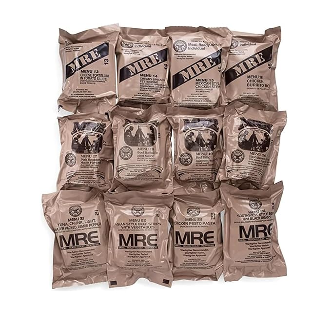 MRE, Emergency Food Supply, Survival Food, Freeze Dried Food w/Flameless Heater, Ready Meals (Variety Pack of 24) – A & B Case Inspection 2025