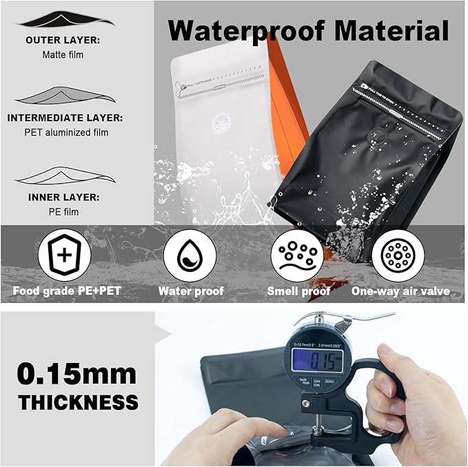 Coffee Bags with Valve(60pcs,16 oz,1 lb) Vented Coffee Beans Packaging Bags High Barrier Aluminumed Foil Flat Bottom Heat Sealed Side Zipper Resealable Storage Bag for Home or Business（White+Red）
