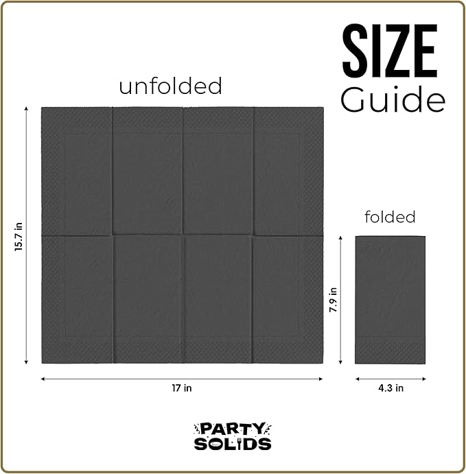 Black Dinner Napkins Disposable 8" x 4" Folded - 40 Pcs 2 Ply Black Napkins Disposable Paper Guest Towels for Bathrooms, Dinners, Everyday Parties & Party Supplies