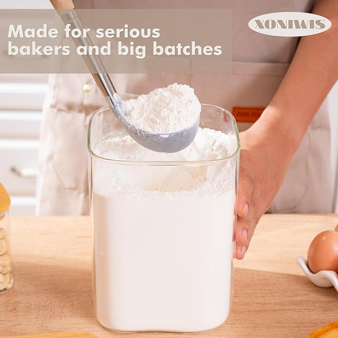 1.2 Gallon (148oz) 2PCS Large Glass Food Storage Containers, Wide Mouth Storage Containers with Tight Lids Square Glass Jars for Flour and Sugar Cereal Rice Pasta Oats Wheatmeal Coffee Niblet