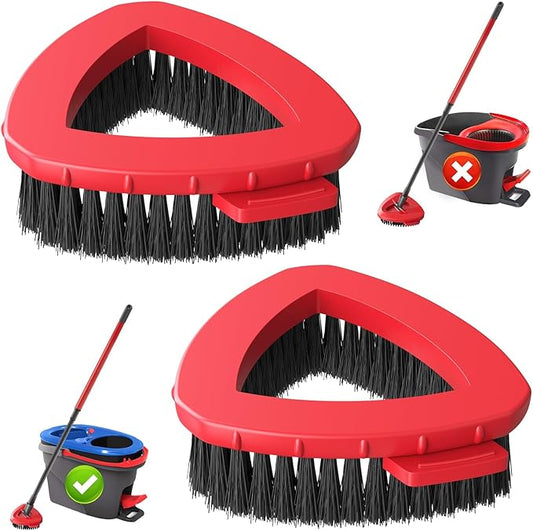 2 Pack 2-Tank Spin Mop Scrub Brush Head Replacement for O Ceda RinseClean 2-Tank System(Blue), Hard Bristle Scrubber Brush for Floor Cleaning Accessories (Not Fit for EasyWring 1-Tank)