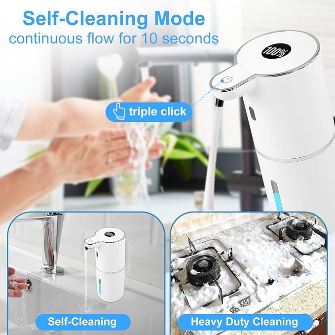 Automatic Soap Dispenser Touchless, Rechargeable Foaming Hand Soap Dispenser with 6 Adjustable Levels & Waterproof Design | Hands-Free Dispenser for Bathroom, Kitchen, Dishwashing & Shower