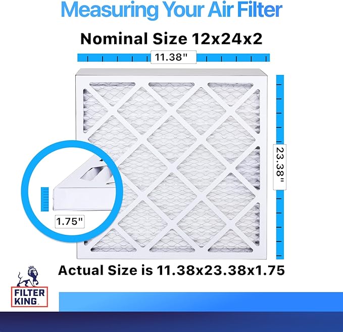 Best 12x24x2 Air Filters | 12 Pack | MERV 8 HVAC Pleated AC Furnace Filters, Protection Against Mold and Pollen, Allergen Reduction | Actual Size (11.38x23.38x1.75)