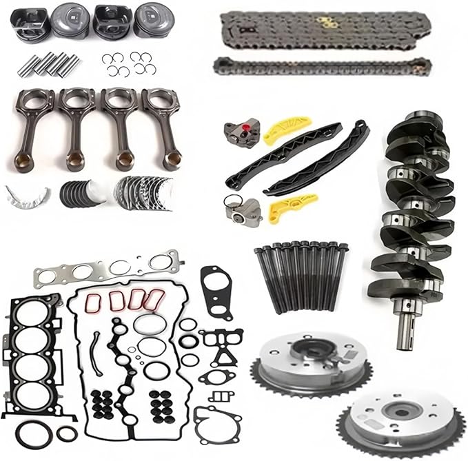 G4KJ 2.4L Engine Rebuild Overhaul Kit Suitable for Kia Sorento Optima Sportage 2011-2020, Fit for Hyundai Tucson Sonata Santa Fe Sport 2011-2019, w/Crankshaft Timing Chain Piston