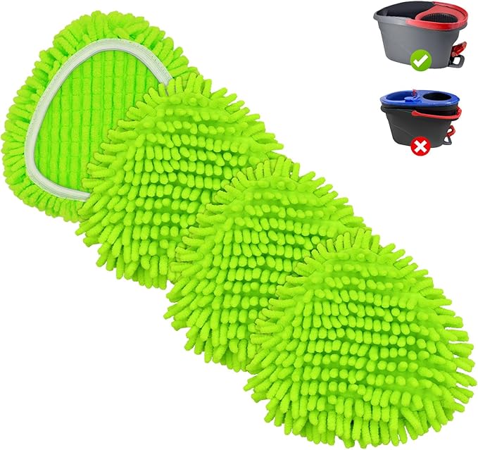 Mop Cloth Reusable, Mop Replacement Head Compatible with EasyWring & Clean Spin System Wet-Dry Mops Cloth for Household 4 Pack