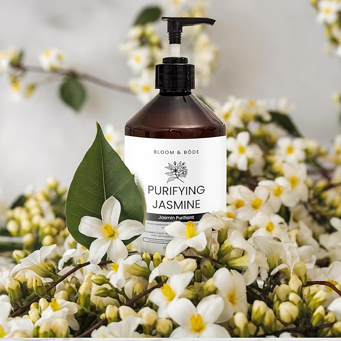 Bloom & Bōde Luxury Liquid Hand Soap - Natural Scented Hand Wash - Gentle Hand Soap with Essential Oils And Activated Charcoal - Moisturizing Hand Soap, Purifying Jasmine Scent, 16.9oz