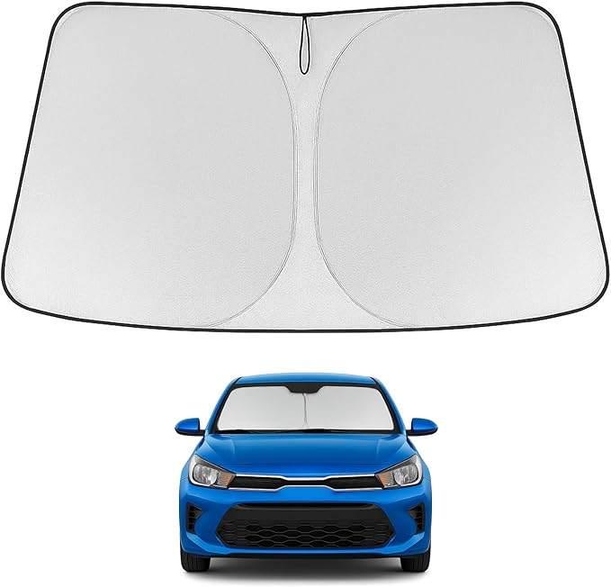 Proadsy 2025 Upgrade Windshield Sun Shade Custom Fit 2018-2023 2024 2025 Kia Rio Foldable Front Sunshade Protector Sun Visor Blocks UV Rays Keep Car Cooler