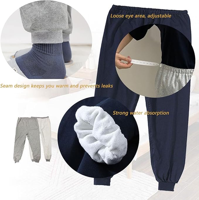 TPU Incontinence Pants,Washable Elastic Adjustable Patient Care Trousers,Adult Incontinence Leak-Proof Pants,Ideal for Bedridden Patients, Elderly, Mobility Impaired(Blue,XL)