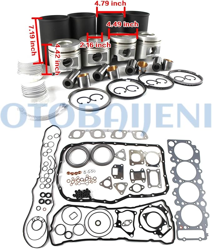4HL1 Engine Overhaul Rebuild Kit with 16 Valve Kit for Isuzu 4HL1 Engine NPR-HD NQR NRR Truck Engine Rebuild Repair Aftermarket Parts