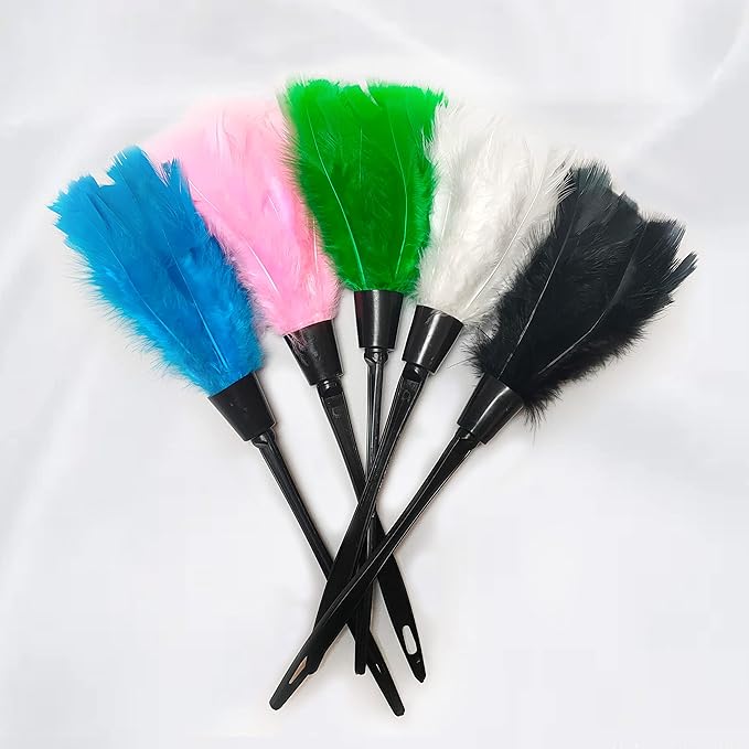 14 Inch Turkey Feather Duster – Lightweight Cleaning Brush for Home, Office, Furniture, Blinds, and Electronics（Blue）