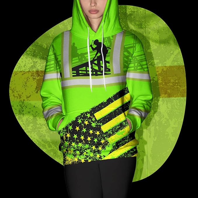 Matedecor High Visibility Hi Vis Hoodie for Men - Jobs Collection Custom Name Class 3 Reflective Safety Workwear