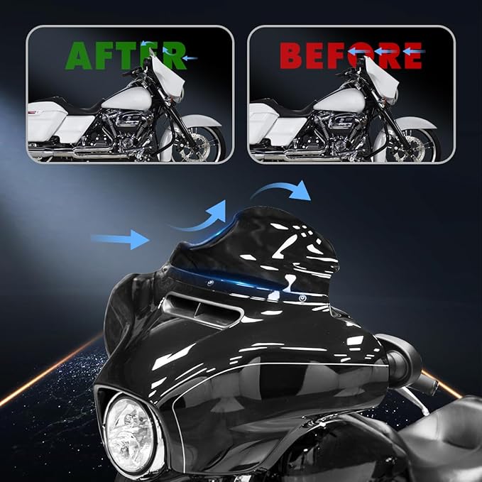 6 inch Black Windshield Windscreen for 2014-2024 Harley Davidson Touring Street Glide Electra Glide/Ultra Limited/Tri Glide FLHT FLHX FLHXS FLHTK