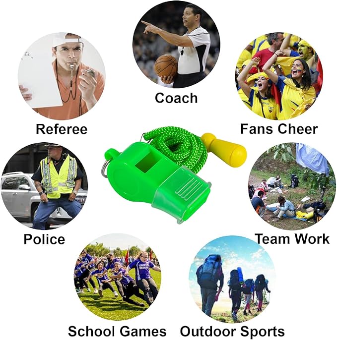 12 Pack Sport Whistles with Lanyar for Coaches, Referees and Officials, Loud Crisp Sound