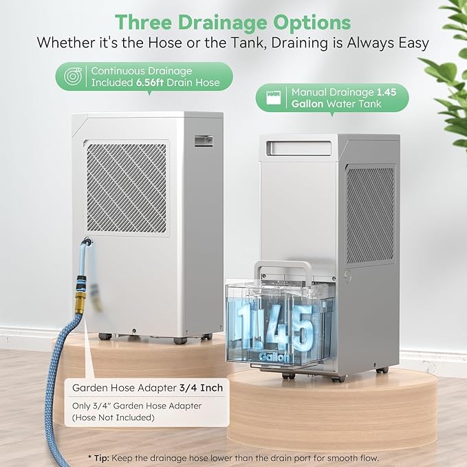 5000 Sq.Ft Energy Star Most Efficient 2024 Dehumidifier,DECIUU Max 100 Pint (Standard 70 Pint) Dehumidifier for Basement with Drain Hose,Intelligent Humidity Control for Home Bathroom Garage Bedroom