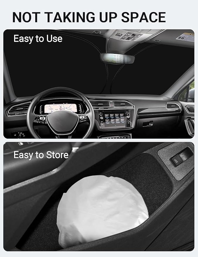 Proadsy 2025 Upgrade Windshield Sun Shade 4-Layer Custom Fit for 2018-2024 Volkswagen VW Tiguan Crossover, SUV Foldable Front Sunshade Protector Sun Visor Blocks UV Rays Keep Car Cooler