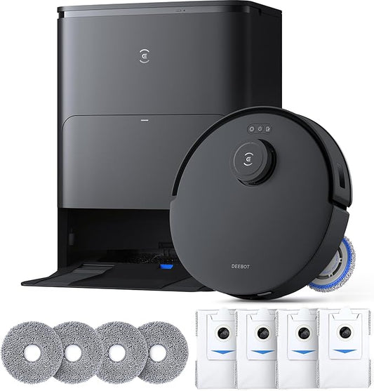 ECOVACS DEEBOT T30S Care Robot Vacuum and Mop, 11000Pa, ZeroTangle Technology, TruEdge Adaptive Edge, Hot Wate Washing, Self-Emptying, Self Refilling, Auto Lifting, Obstacle Avoidance