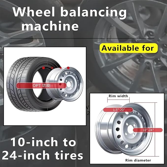 Wheel Balancer – Professional Car Tire Balancing Machine for Auto Repair Shops, Longer Shaft for Wide Wheels, High-Precision Sensor, Fault Diagnosis & Self-Calibration – Heavy-Duty Steel