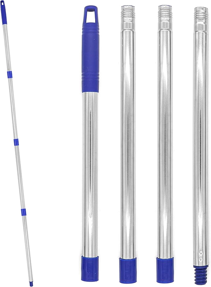 4-Section 1.3 ft. to 5.2 ft. Stainless Steel Pole Mop Replacement Handle Standard American Threading Compatible with All Cleaning Head with 3/4 Inch American Threading System