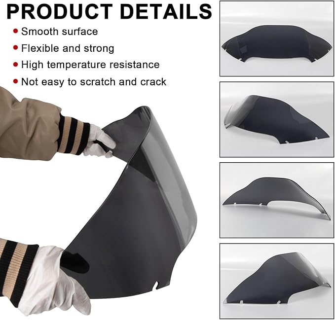 PSLER 8" Wave Windshield Wind Splitter - Road Glide Windshield Motorcycle Accessories for Touring Road Glide FLTR(Smoke)