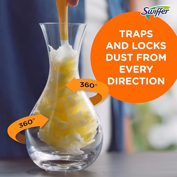 Swiffer Dusters Refill for Cleaning, Made by SWIFFER, Feather & Microfiber Duster Disposable Alternative, for Dusting Furniture, Blinds, Ceiling Fans, Helps Remove Allergens, Gain Scent, 18 Count