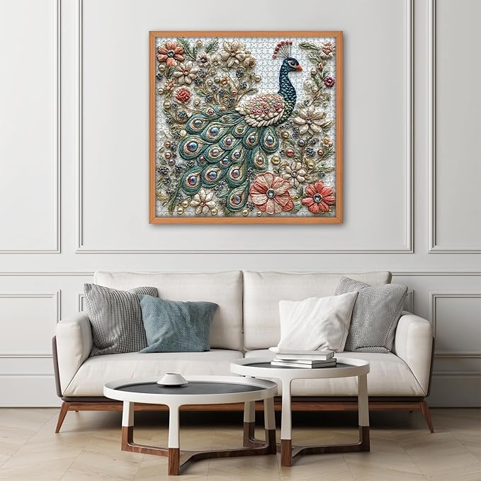 Peacock Puzzles for Adults 1000 Pieces, Unique Bird Art Flower Garden Animal, Jewels of The Fluttering Wings Jigsaw Puzzle, Challenge for Adults Aesthetic