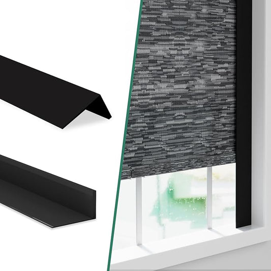 Light Blocking Strips for Window Shades and Blinds, 100% Blackout PVC Side Tracks Light Blocker for Blinds, Window Light Blocker for Bedroom(Black, 58", 2PCS)