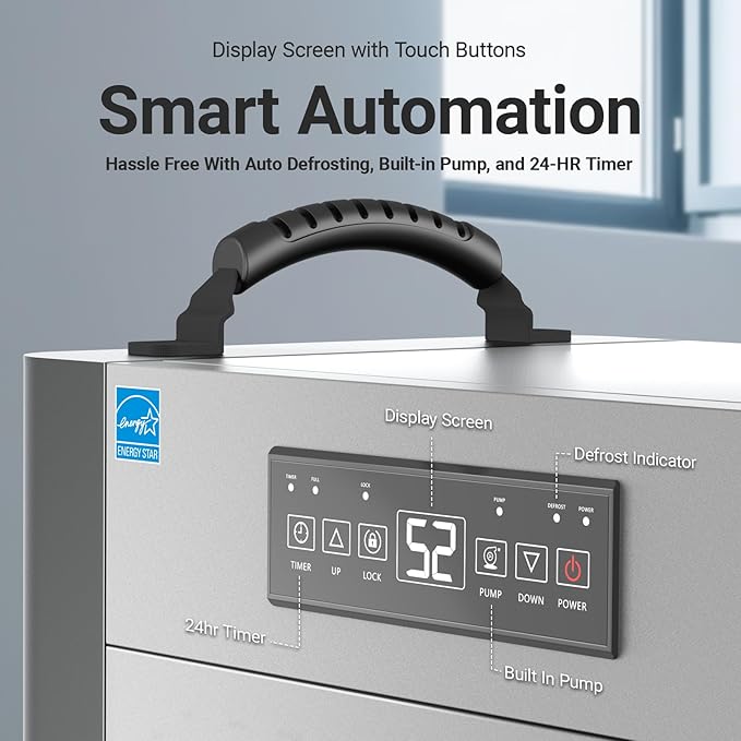 155 Pints Commercial Dehumidifier for Basement with Pump and Drain Hose, Large Space Dehumidifier for Crawl Space, Attic, Garage, Home, Industrial, Water Damage, Auto Defrost, Energy Star