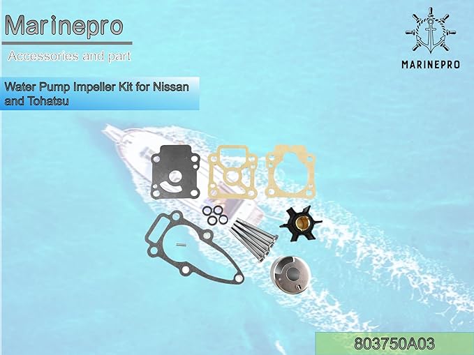 Water Pump Impeller Repair Kit for 803750A03 Mercury Outboard 8 9.9 HP Nissan and Tohatsu 3B2873222M 3B2-87322-2