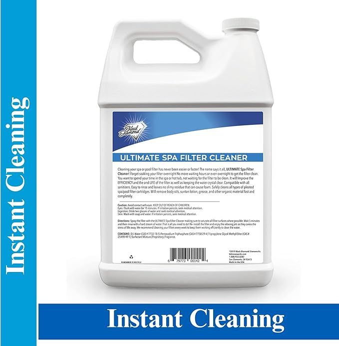 Ultimate Spa Filter Cleaner Fast-Acting Spray. Instant clean for Hot Tub & Pool Filters leaving behind no sticky residue. Prolongs filter life and pool equipment. No soaking