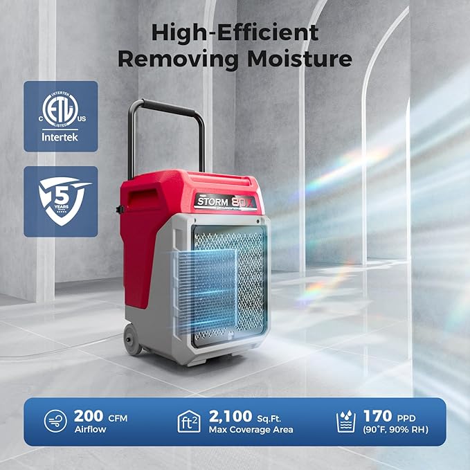 ALORAIR 170 PPD Commercial Dehumidifier with Pump & Drain Hose Cover up to 2,100 Sq.Ft Space Industrial Use Portable Handle Dehu with Wheels for Water Damage Restore, Carpet Drying