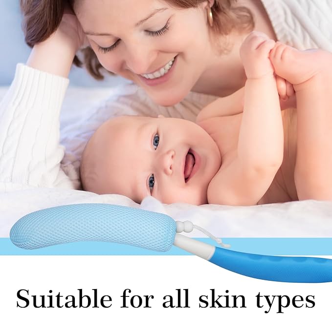Long Handle Bath Brush, Anti-Slip Curve Handled Bath Body Brush, Back Scrubber for Shower, Easy Reach for Seniors, Suitable for Elderly/Pregnant Aid Bathing & Shower(Not include Brush handle)