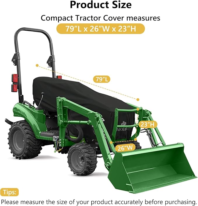 AKEfit Tractor Cover,Tractor Covers Waterproof Heavy Duty,420D Oxford Waterproof, Dustproof, UV Protection Universal Cover, 79 ‘L x 26 “W x 23 ”H. W x 23’ H