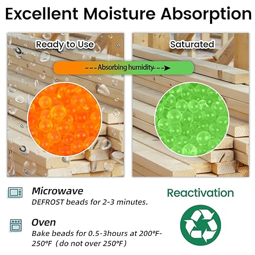 2Pcs 500 Gram Desiccant Canisters, Indicating & Rechargeable Gun Safe Dehumidifier, Portable Desiccant Canister, Silica Gel Moisture Absorber for Storage