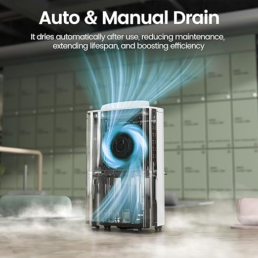 Waykar 7,500 Sq. Ft 2025 Energy Star Dehumidifier with Pump, Max 150 Pints dehumidifier for Basement, Home, Warehouse, with Drain Hose, Auto Defrost, Self-Drying,Quiet Operation