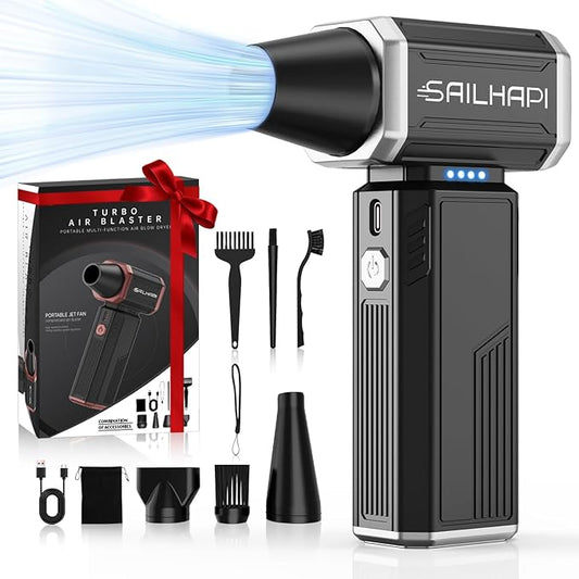 Compressed Air Duster 300000RPM, Cordless Electric Office Duster Brushless Motor Replace Canned Air, Rechargeable Durable Turbo Blower for PC, Car, Keyboard & Outdoor, Birthday Gifts for Men
