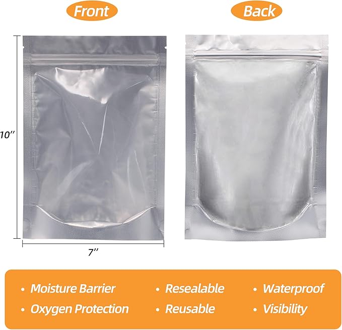 1 Quart 360 Packs Mylar Bags For Food Storage, 7"x 10" Mylar Bags With Window, Freeze Dried Candy Bags, Reusable Storage Bags For Food, Mylar Food Storage Bags for Long Term Food Storage
