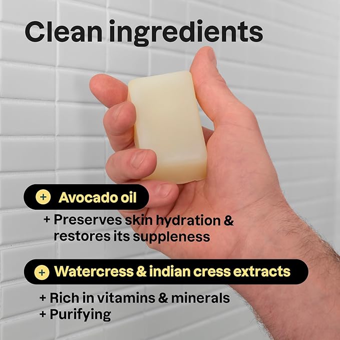 ATTITUDE Bar Soap Body Wash for Men, For Body and Hands, 99% Natural Origin Ingredients with Avocado Oil, EWG Verified, Amber & Citrus, 4 Oz (Pack of 6)