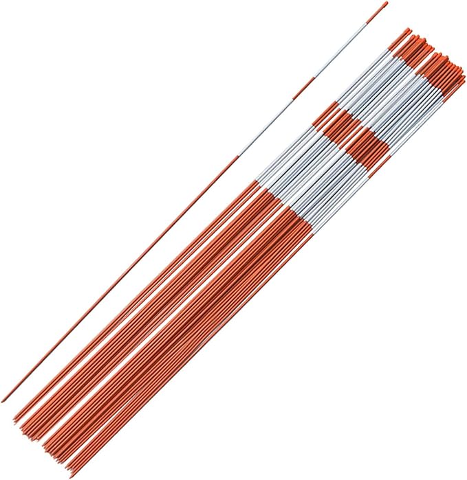 72" Inch Snow Stakes Driveway Markers 1/4 Inch Orange Plow Stakes Without Reflective Tape for Driveway Mark Snow Plow Parking Lots 100pcs