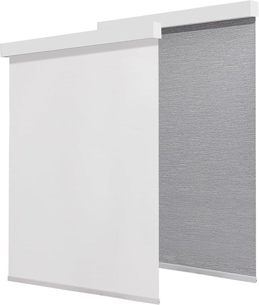 100% Blackout Shades for Indoor Windows, Cordless Roller Window Shades Pull Down, Thermal Insulation & UV Protection Shades for Home,Office,Bedroom, White 26"x72"